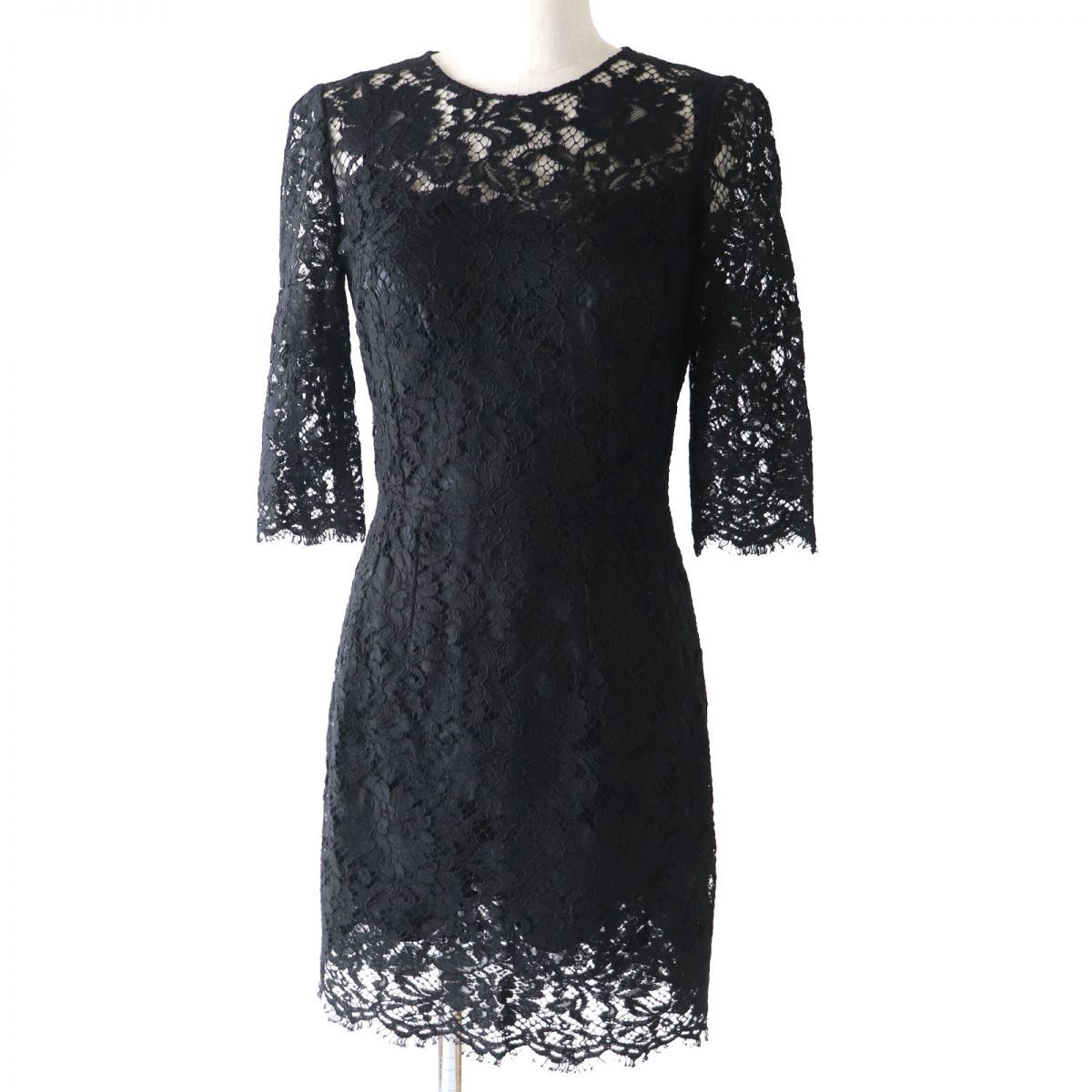 【美品、イタリア製】Dolce & Gabbanaワンピース　黒ブラック　M相当 美品◎正規品 イタリア製 黒タグ DOLCE＆GABBANA ドルチェアンド