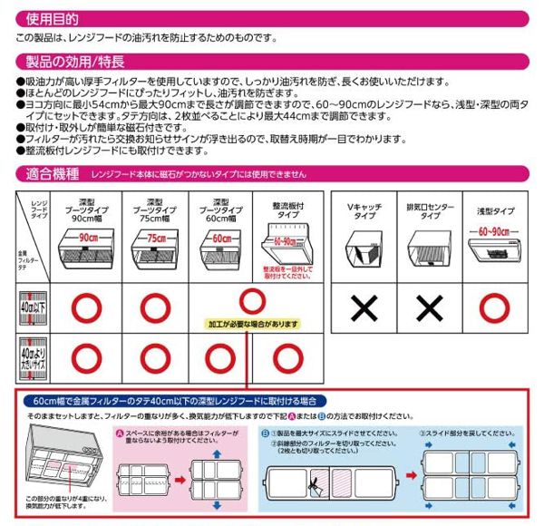 レンジフード用カバー扇 換気扇フィルター