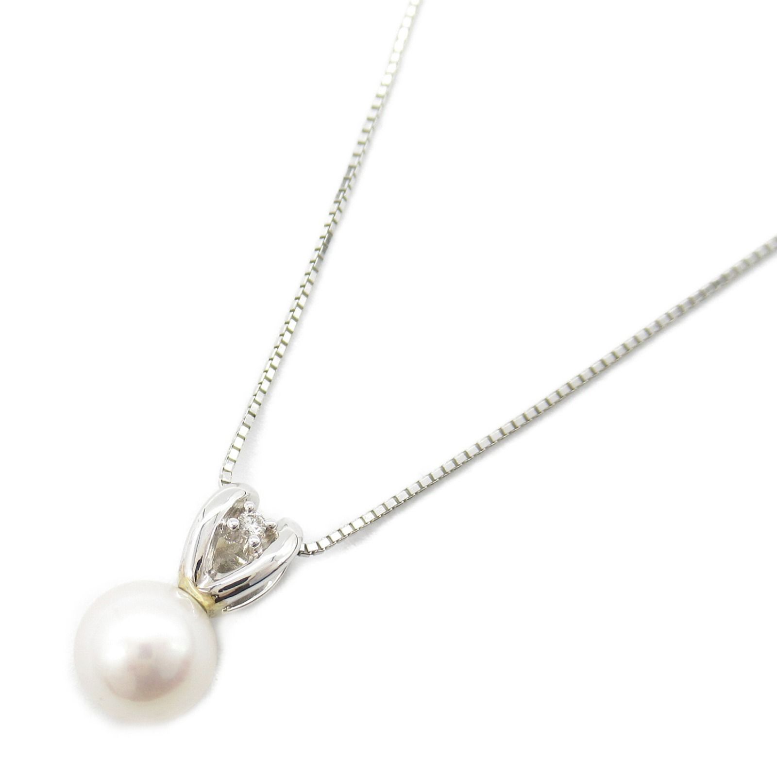 MIKIMOTO ミキモト パール ダイヤモンド チェーン ネックレス