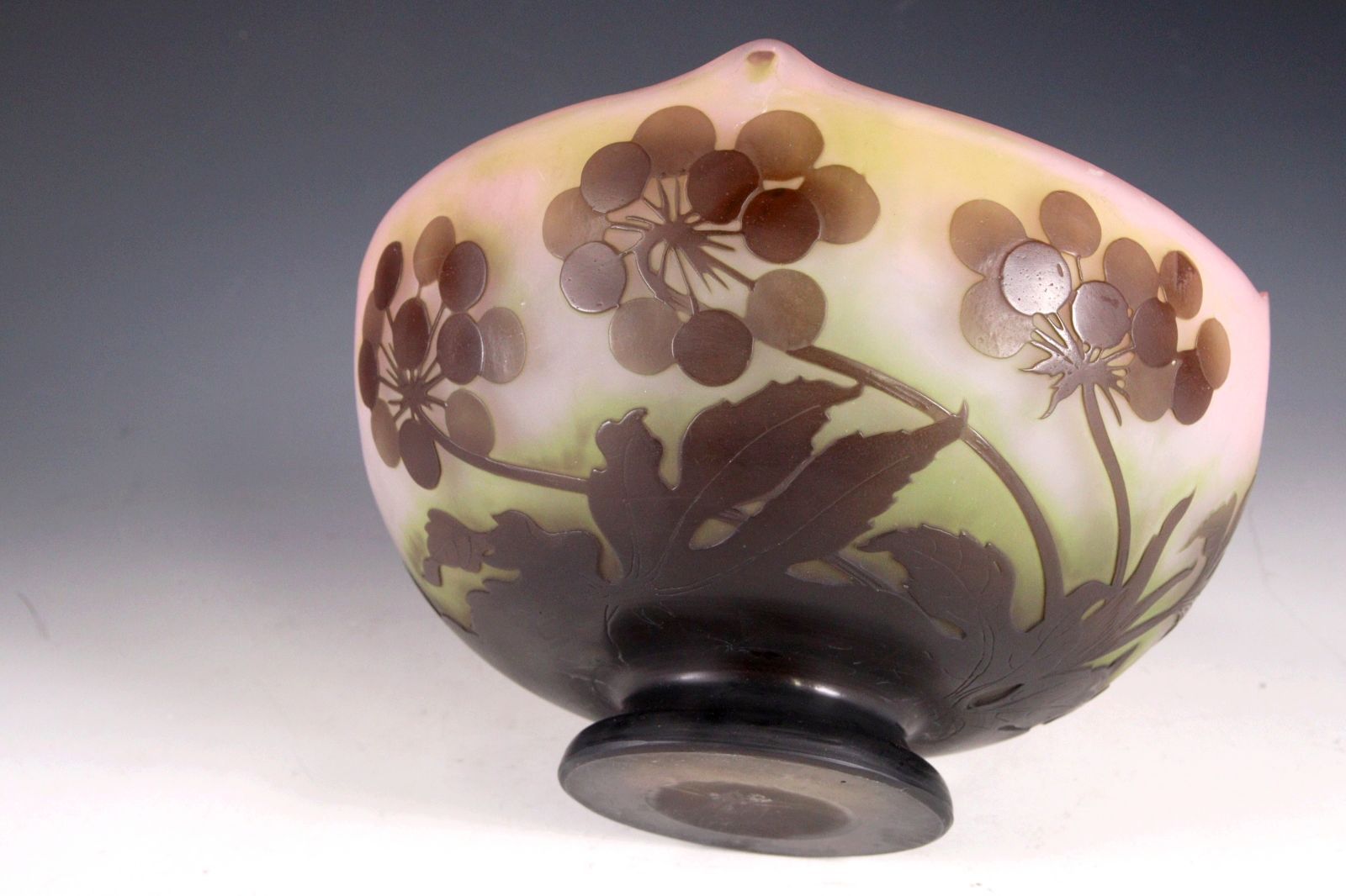 藤田喬平 手吹黄茶三彩花瓶 ガラス 工芸 金箔 手吹き製法 共