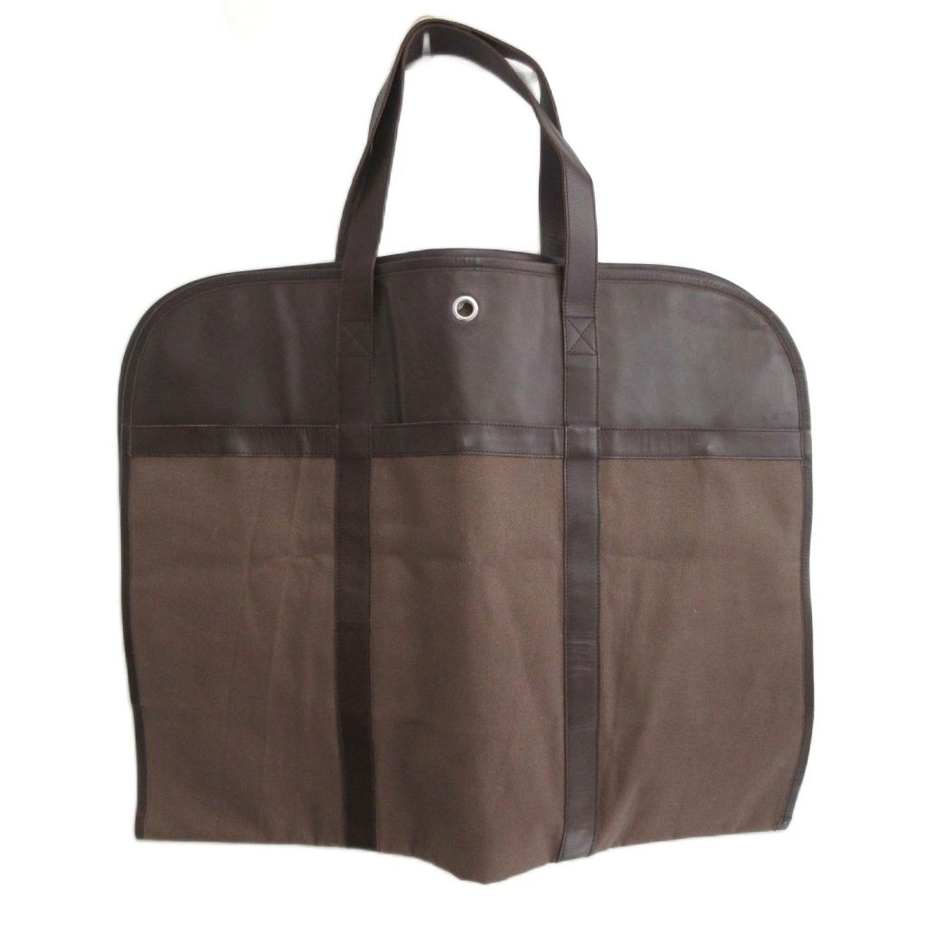 ベルルッティ Berluti ロゴ刺繍 ガーメントケース スーツカバー トラベルバッグ レザー 本革 コットン 茶 ブラウン IBO82