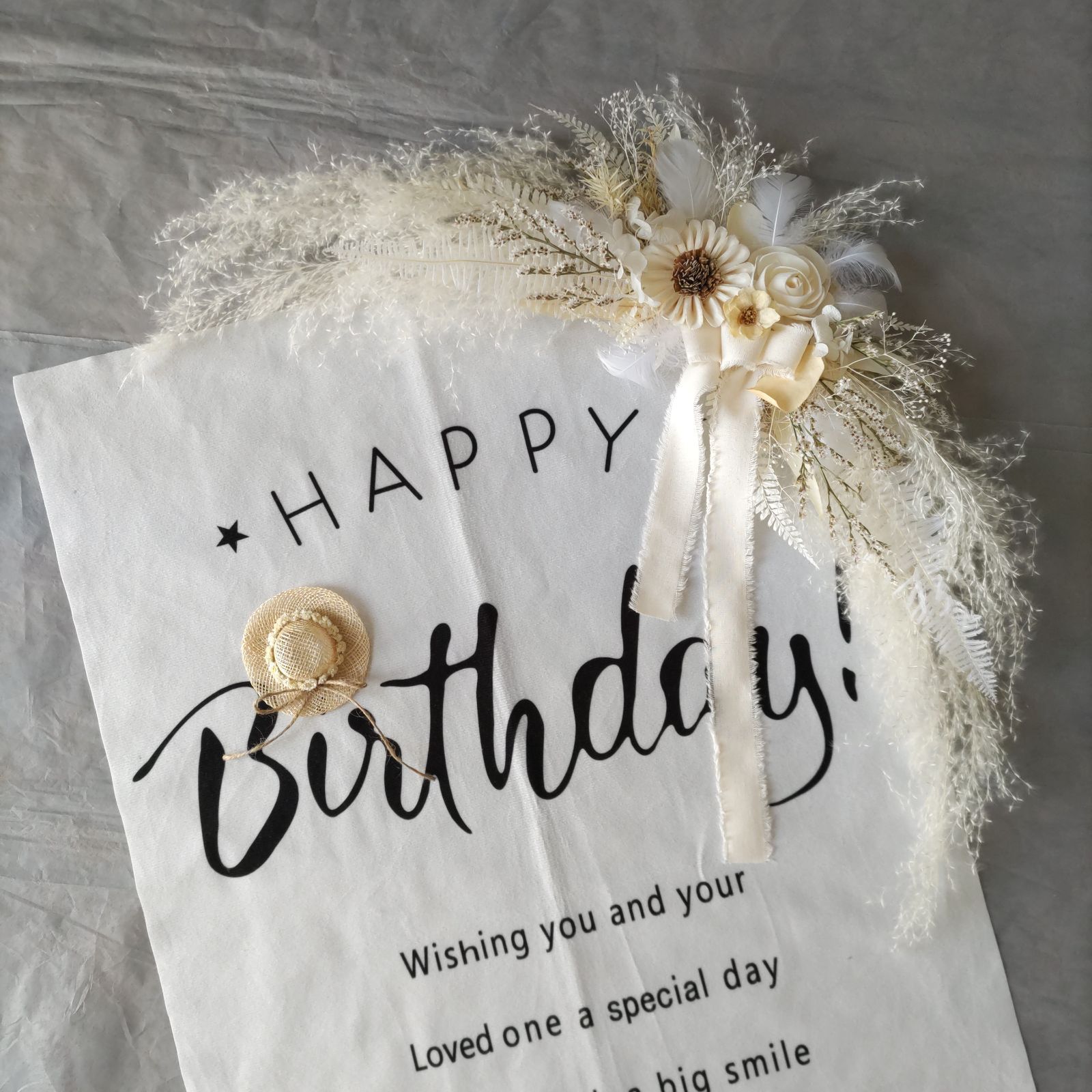 横長スワッグ　ベビーホワイト系　ニューボーン　バースデー　インテリア　家族写真