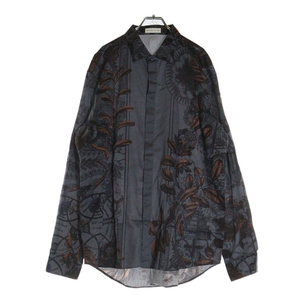 ETRO エトロ　ペイズリー柄　リネン長袖シャツ 　ツートン　大きいサイズ　42 ETRO - 美品 エトロ 長袖シャツ ドレスシャツ ペイズリー柄 総柄