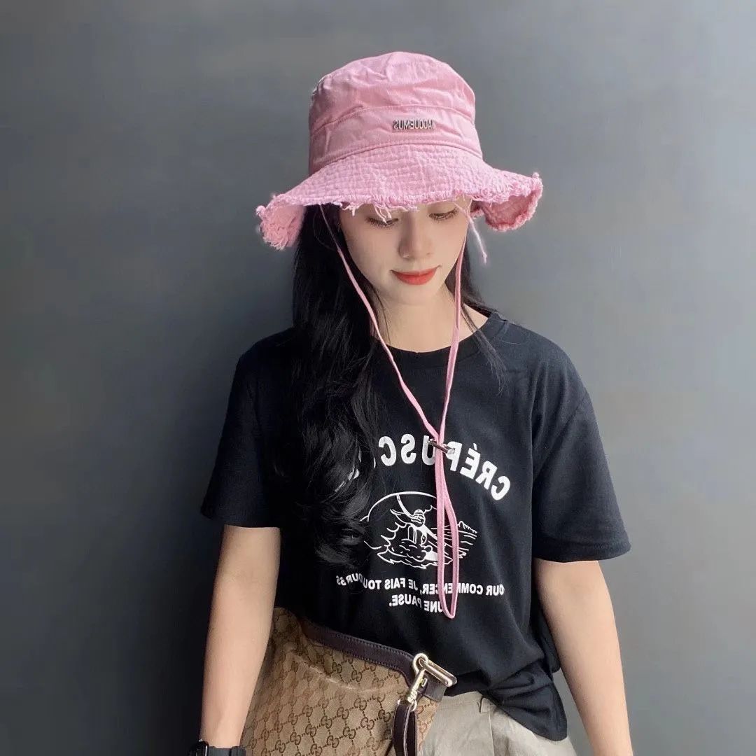 JACQUEMUS ピンク バリ漁師帽ビーチハットサンバイザープーヤー同 