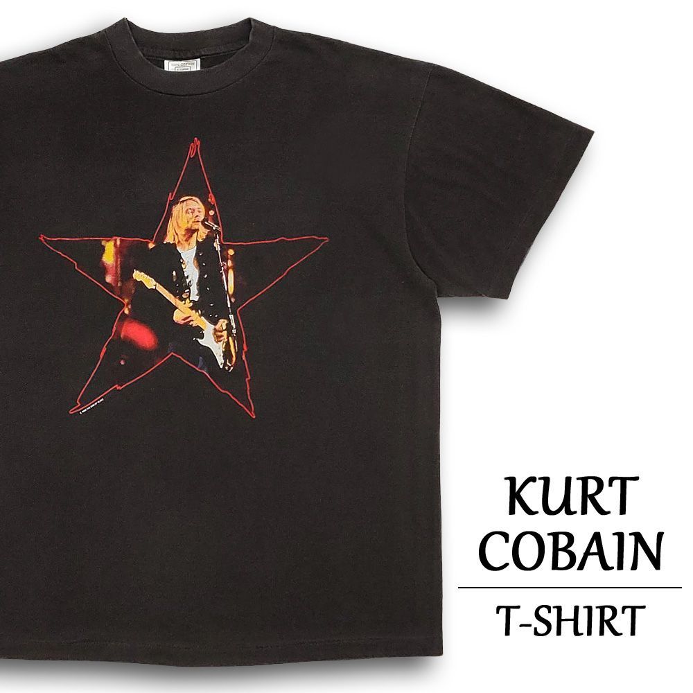 カートコバーン Tシャツ 半袖 KURT COBAIN フェード ブラック サイズ：メンズ XL ニルヴァーナ Nirvana バンドTシャツ ロックTシャツ 大きいサイズ 【新品】