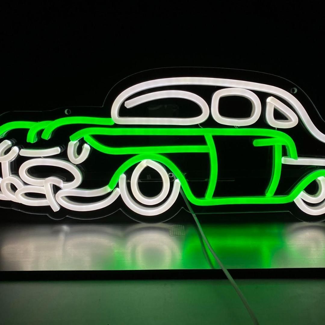 ネオンサイン ネオンライト ネオン管 LED 緑 白 アメリカン 車 レトロ 