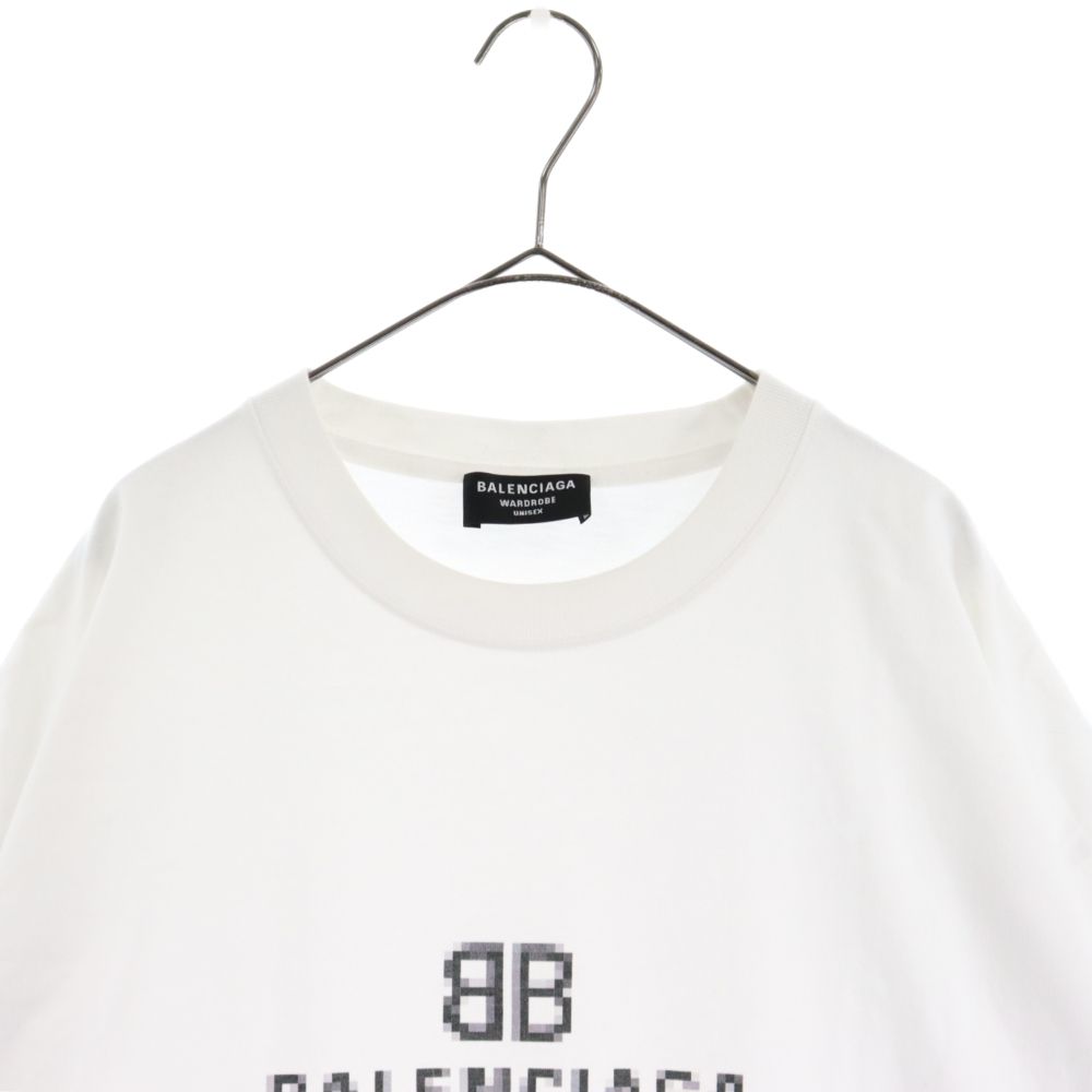 BALENCIAGA (バレンシアガ) 21AW ピクセルBBロゴプリント 半袖Tシャツ カットソー ホワイト 612966 TKVI7 - メルカリ