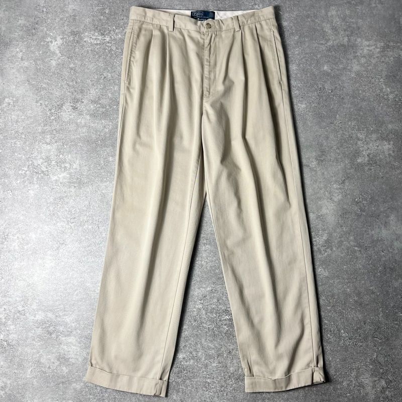 90s POLO RALPH LAUREN 2タック コットン チノ パンツ 33 30 | 90年代 ポロ ラルフローレン チノパン ポロチノ HAMMOND