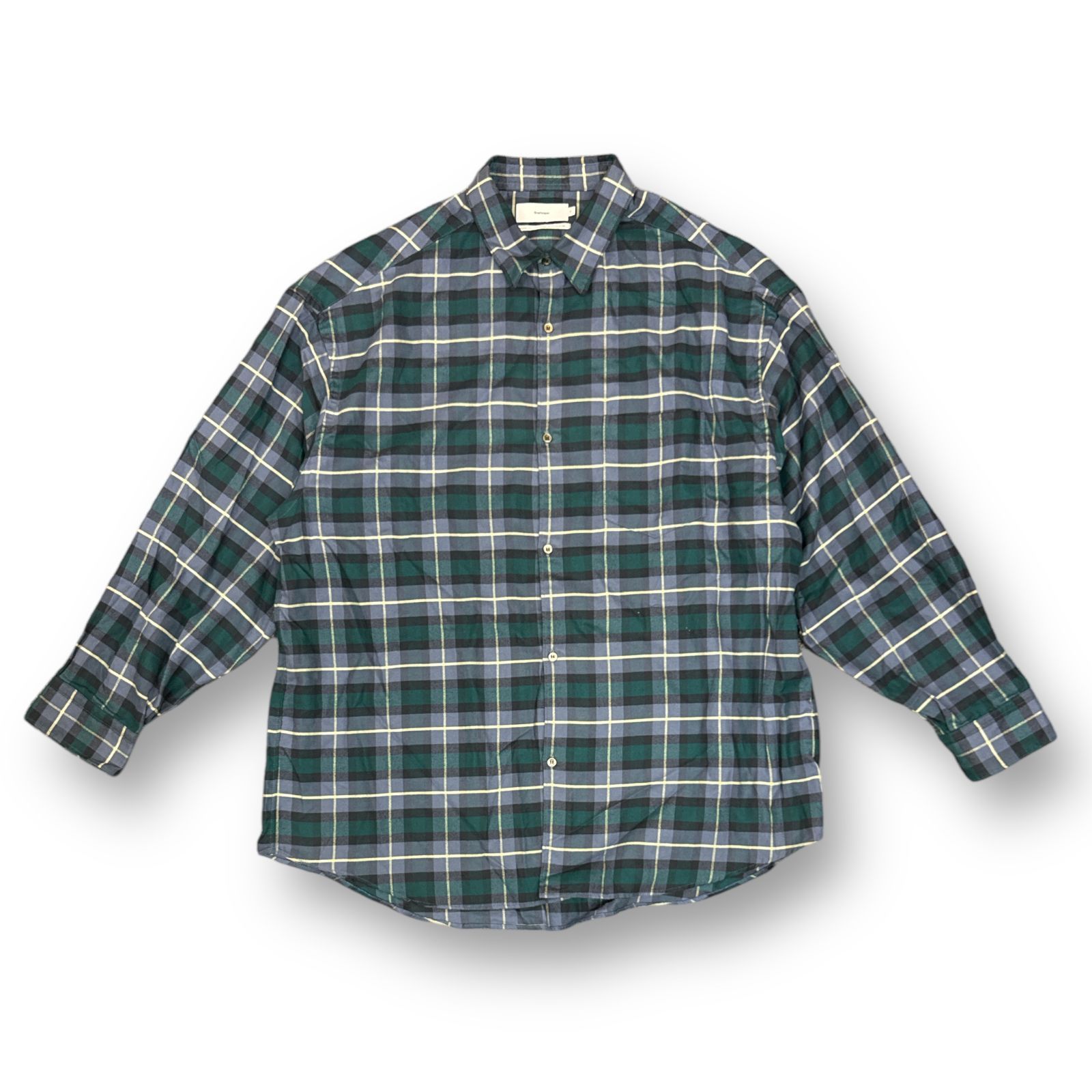 定価35200円 Graphpaper 23AW Check Flannel Oversized Regular Collar Shirt  チェックフランネルレギュラーカラーシャツ グラフペーパー GM233-50284 ネイビー系 FREE 62515A6