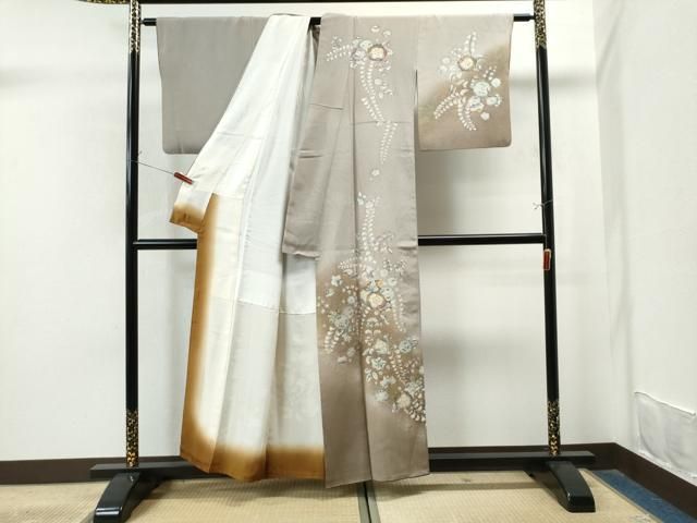 平和屋着物○訪問着 手描き 辻が花 暈し染め 金彩 鬼しぼ縮緬 正絹