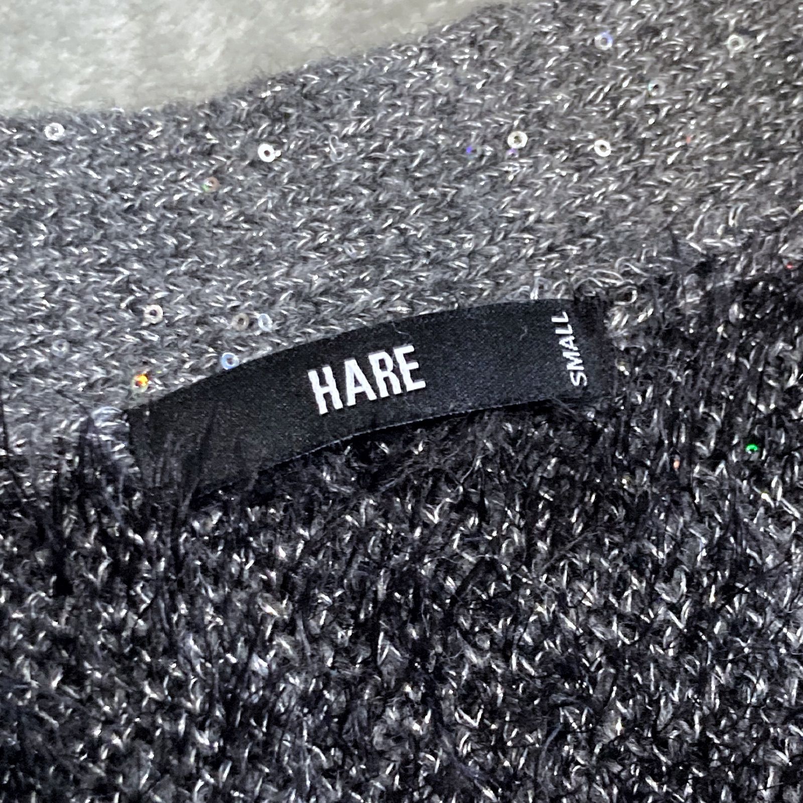 HARE イソザイラインスパンコールカーディガン