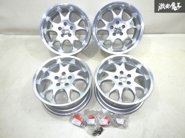 未使用！ARTEC 15インチ タイプMF 7J +25 PCD100 5穴 シルバーポリッシュ 4本セット ハブ64 M14×P1.5 ボルト付 VW ゴルフ3 棚