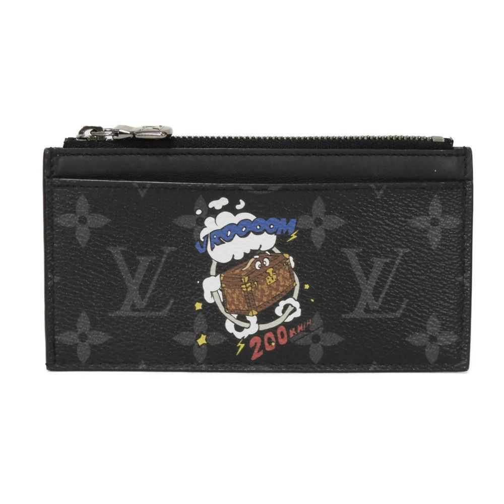 LOUIS VUITTON ルイ ヴィトン コイン カード ホルダー LVロゴ フラワー トランク コミック マルチ ブラック RFID ICチップ カードケース パスケース ミニウォレット モノグラム エクリプス ノワール コインケース M80932