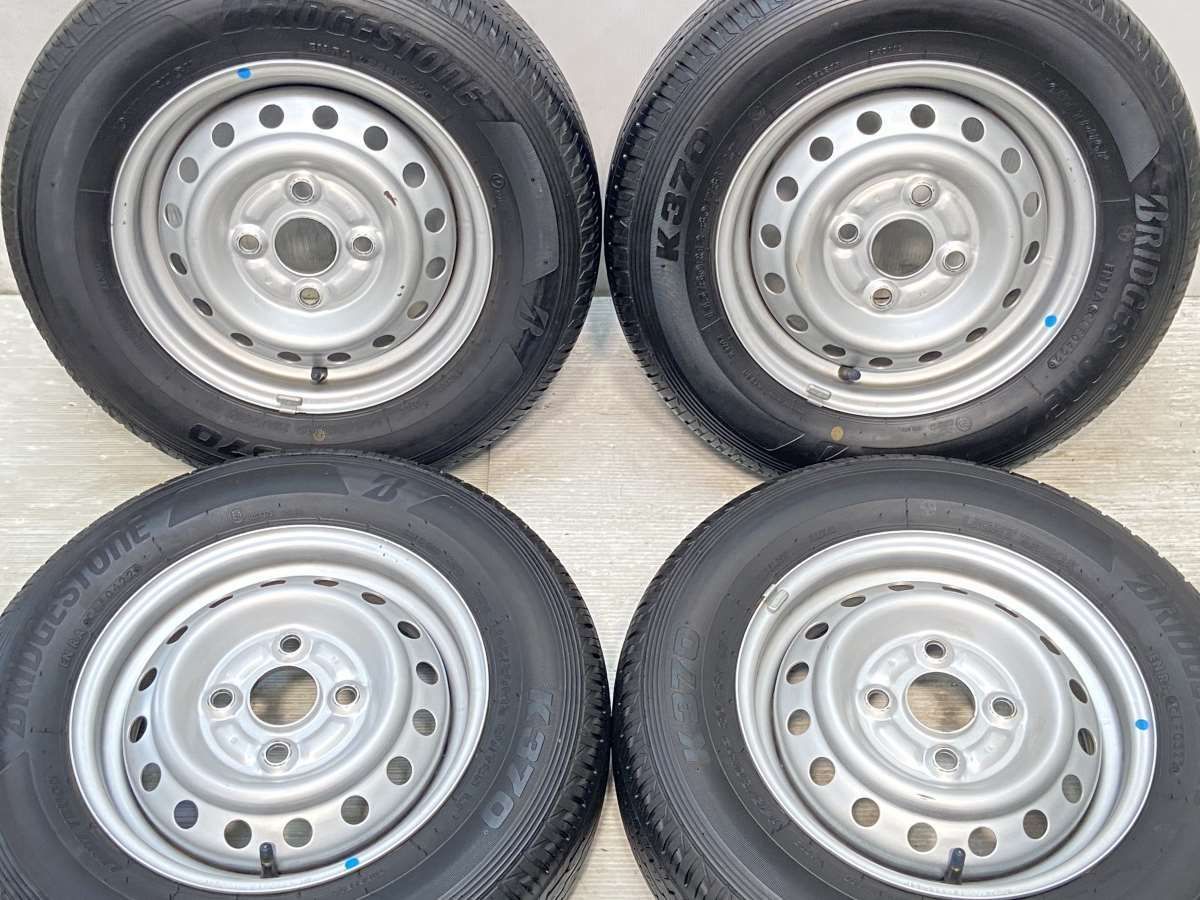 145/80R12 80/78LT nブリヂストン K370 n　  n12x4.0  100-4穴 n中古タイヤ サマータイヤ ホイールセット 4本セットn s12240517061