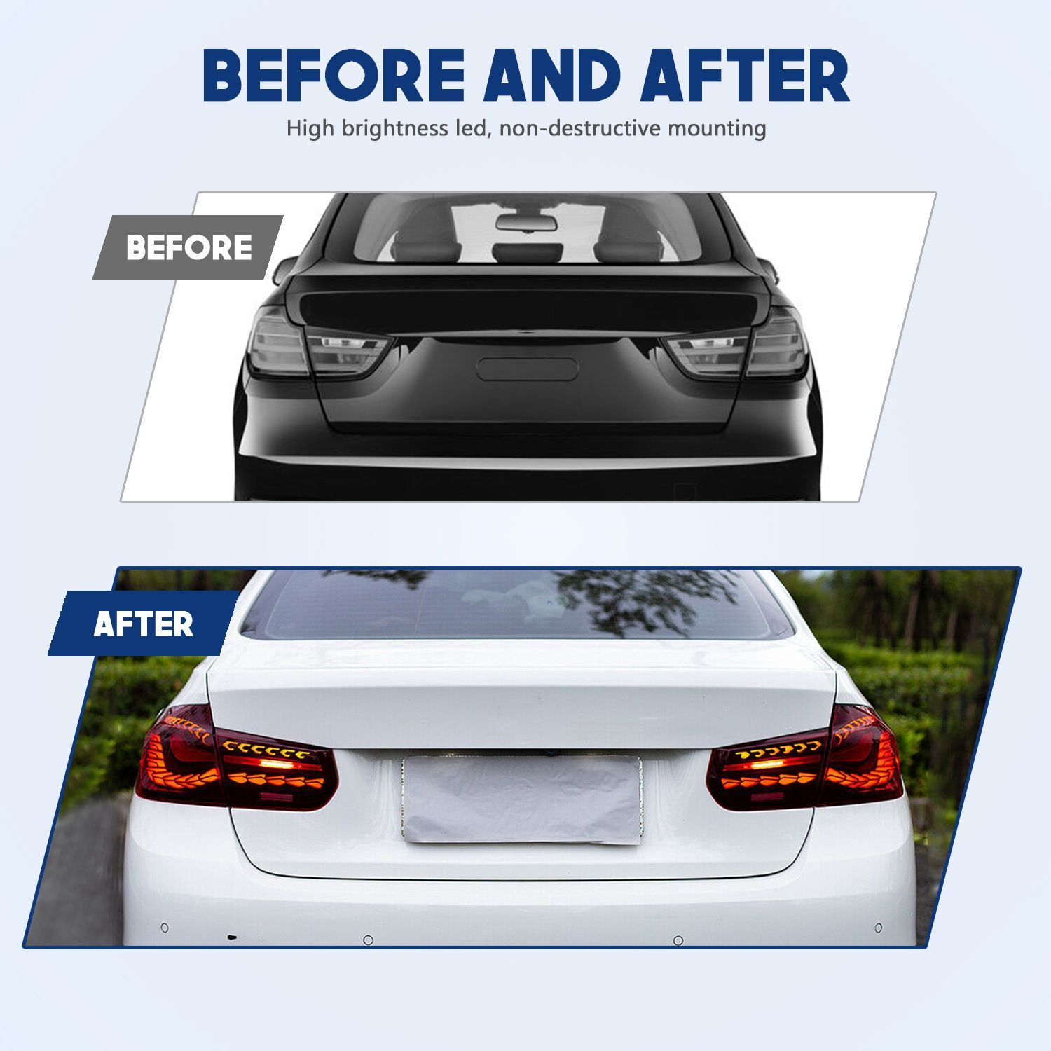 BMW 3シリーズF30 F80 13-18モデルLEDドラゴンスケールデザインテールライトアセンブリ 10.13