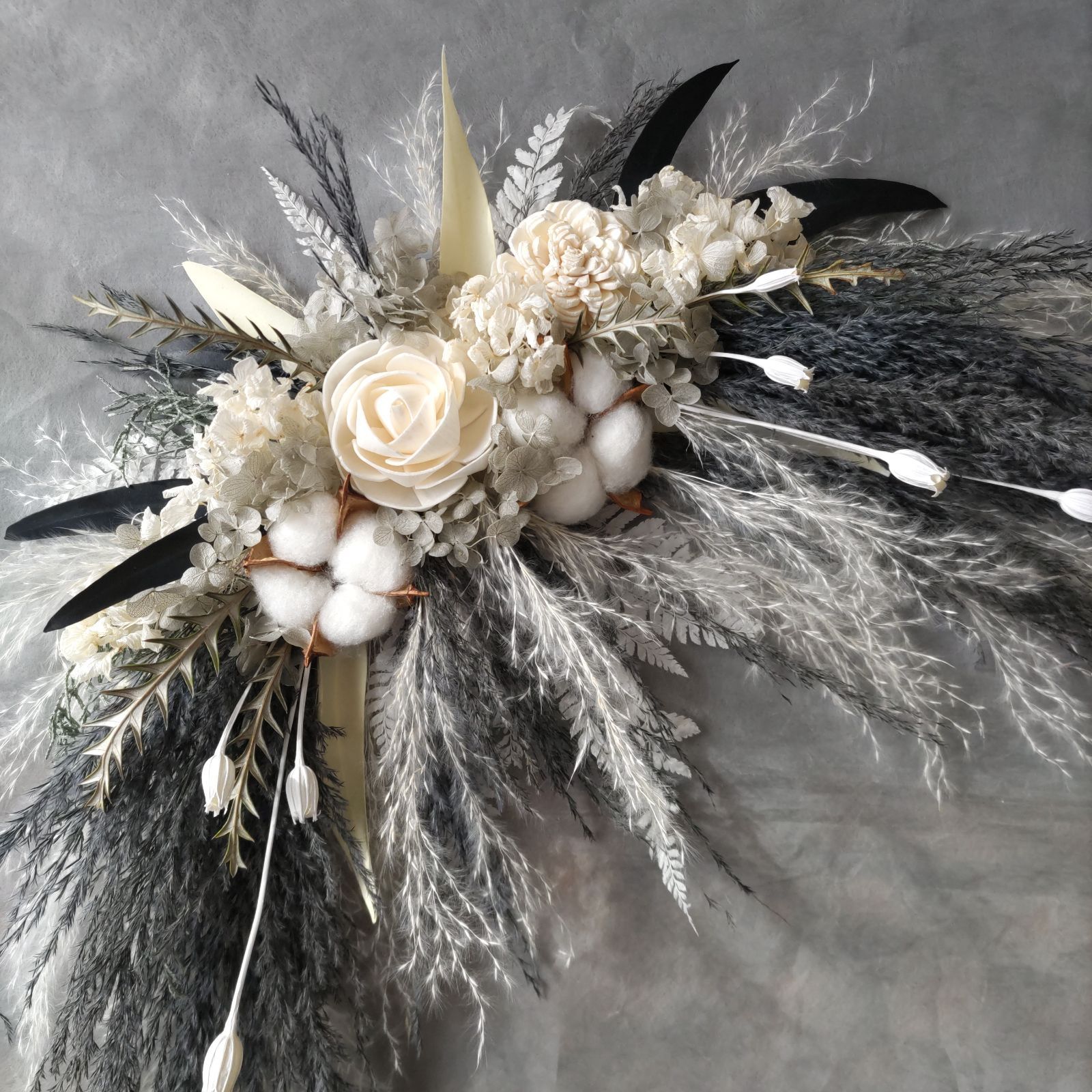 横長スワッグ　パンパスグラス系　バースデー　インテリア　男前　ドライフラワー 横長スワッグ パンパスグラス系 バースデー インテリア 男前 ドライ