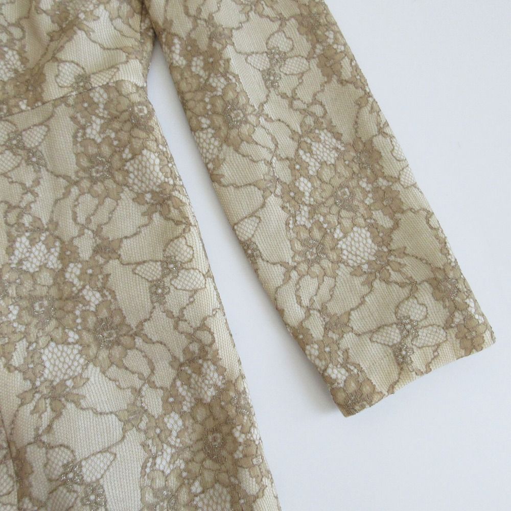 Leilian レリアン 総レース ドレス ワンピース ベージュ パーティ 