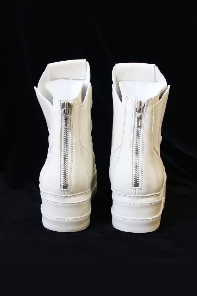 JULIUS ユリウス バックジップ レザー スニーカー white