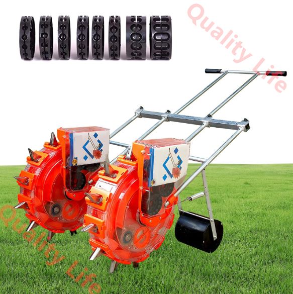 播種機手動種まき機 手動プッシュタネポン種まき器 2025新登場 播種機手動種まき機 手動プッシュ タネポン種まき器 スクロールホイール種まき機械 手押し式種まき機 手動式種まき機畝間と株間の深さを調整 労力を節約 簡単に種まき 家庭菜園 5口間隔34cm