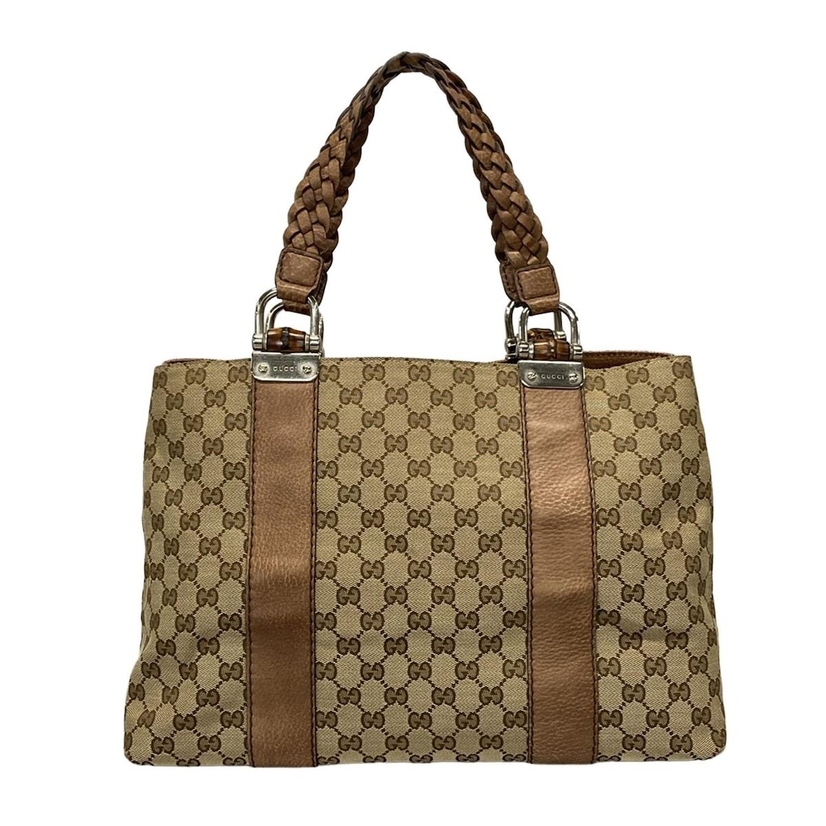 グッチGUCCI ダーク　ブラウン レザー バンブーハンドバッグ　トートバッグ GUCCI グッチ バンブー レザー トートバッグ ハンドバッグ ダークブラウン