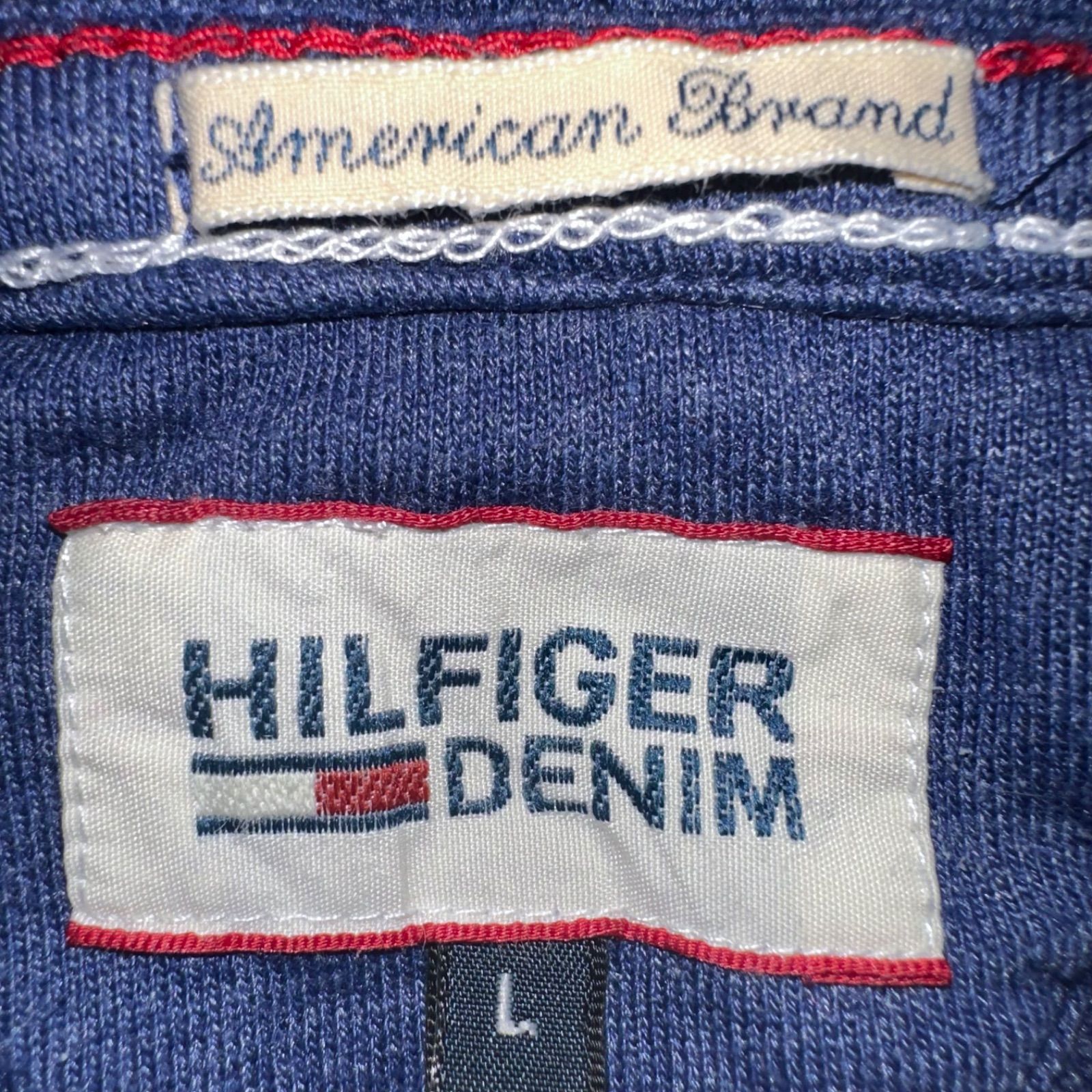 古着　HILFIGER DENIM フードパーカー　アメリカ　USA ネイビー　メンズ　レディース　Lサイズ