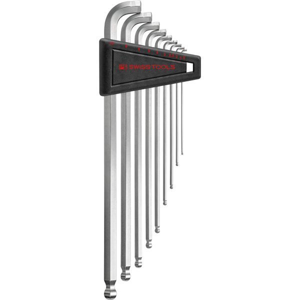 PB SWISS TOOLS ピービースイスツールズ 9本組 マルチアングルタイプ ボール付ロング六角棒レンチセット L型 ホルダー付 パッケージ入 2222.LH-10