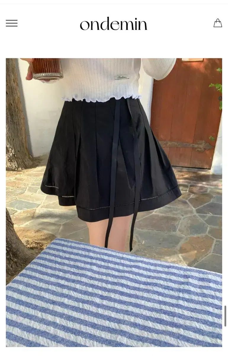 ondemin リボン プリーツ スカート 黒 m ribbon pleats skirt