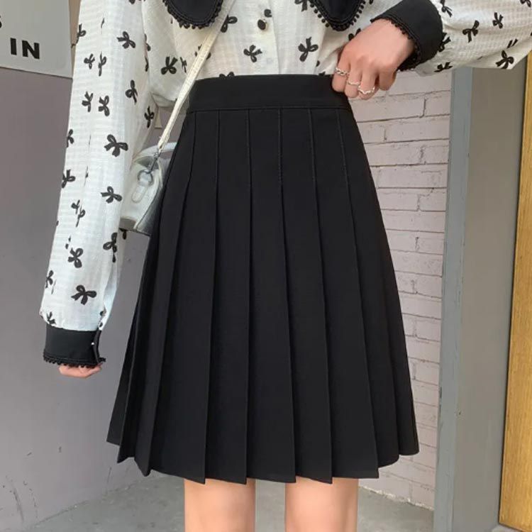 プリーツスカート レディース 制服 スカート フレアスカート 膝