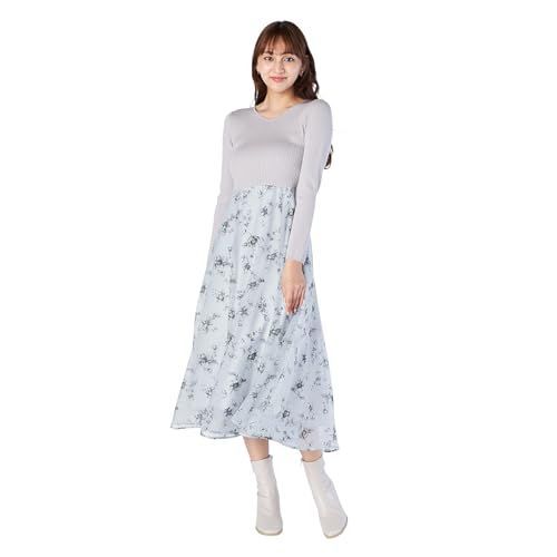 Size 36 RegularR_Color パウダーブルー レッセパッセ カジュアルドレス フラワープリントドッキングワンピース レディース パウダーブルー