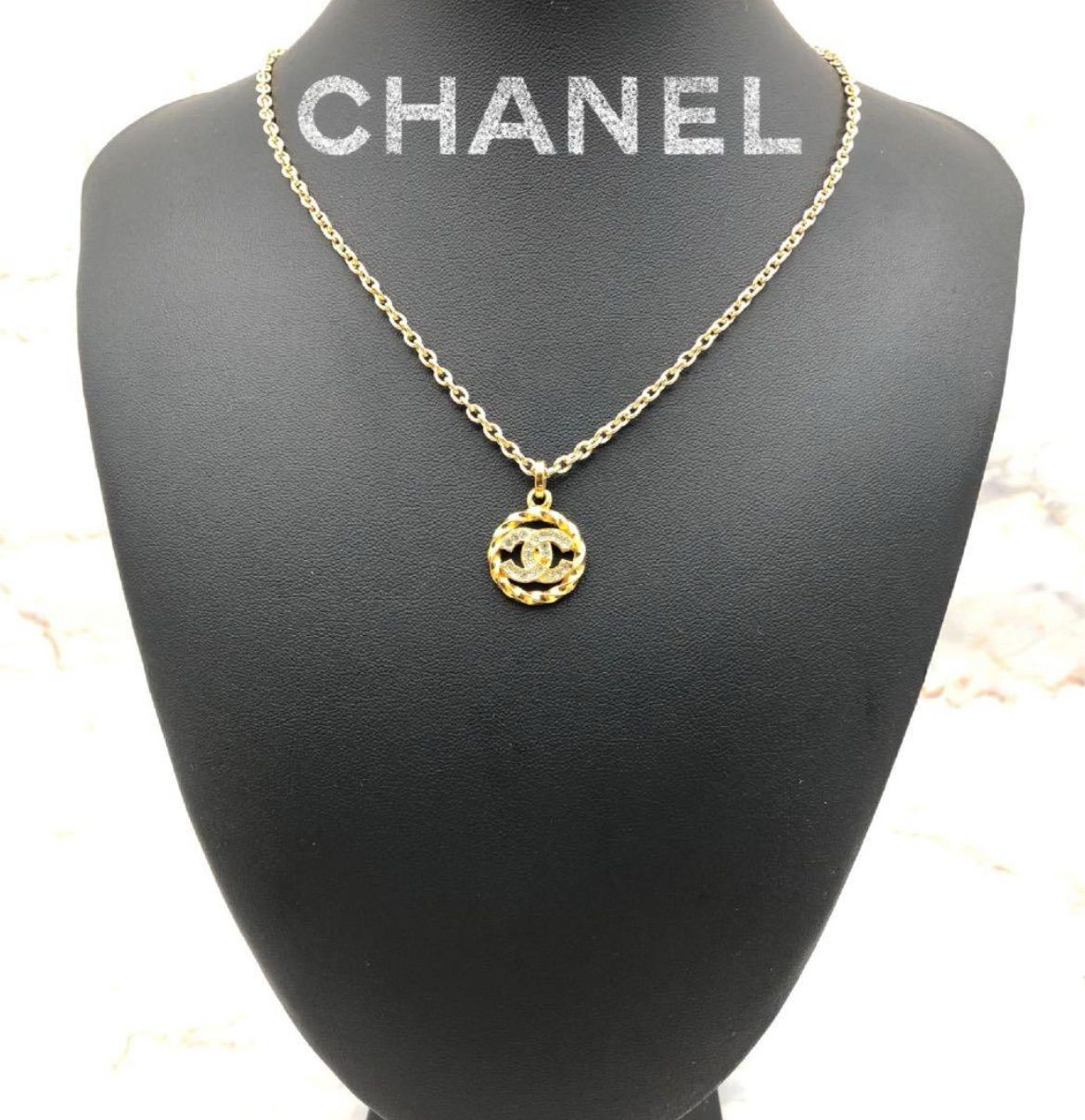 CHANEL シャネル ココマーク ラインストーン ネックレス ゴールド 石 ...