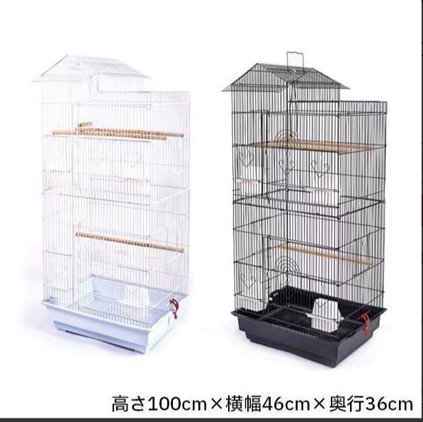 鳥カゴ 鳥かご バードケージ 複数飼い 多頭飼い おもちゃ 止まり木 白 ホワイト 黒 ブラック 鳥小屋 省スペース 室内 飼育