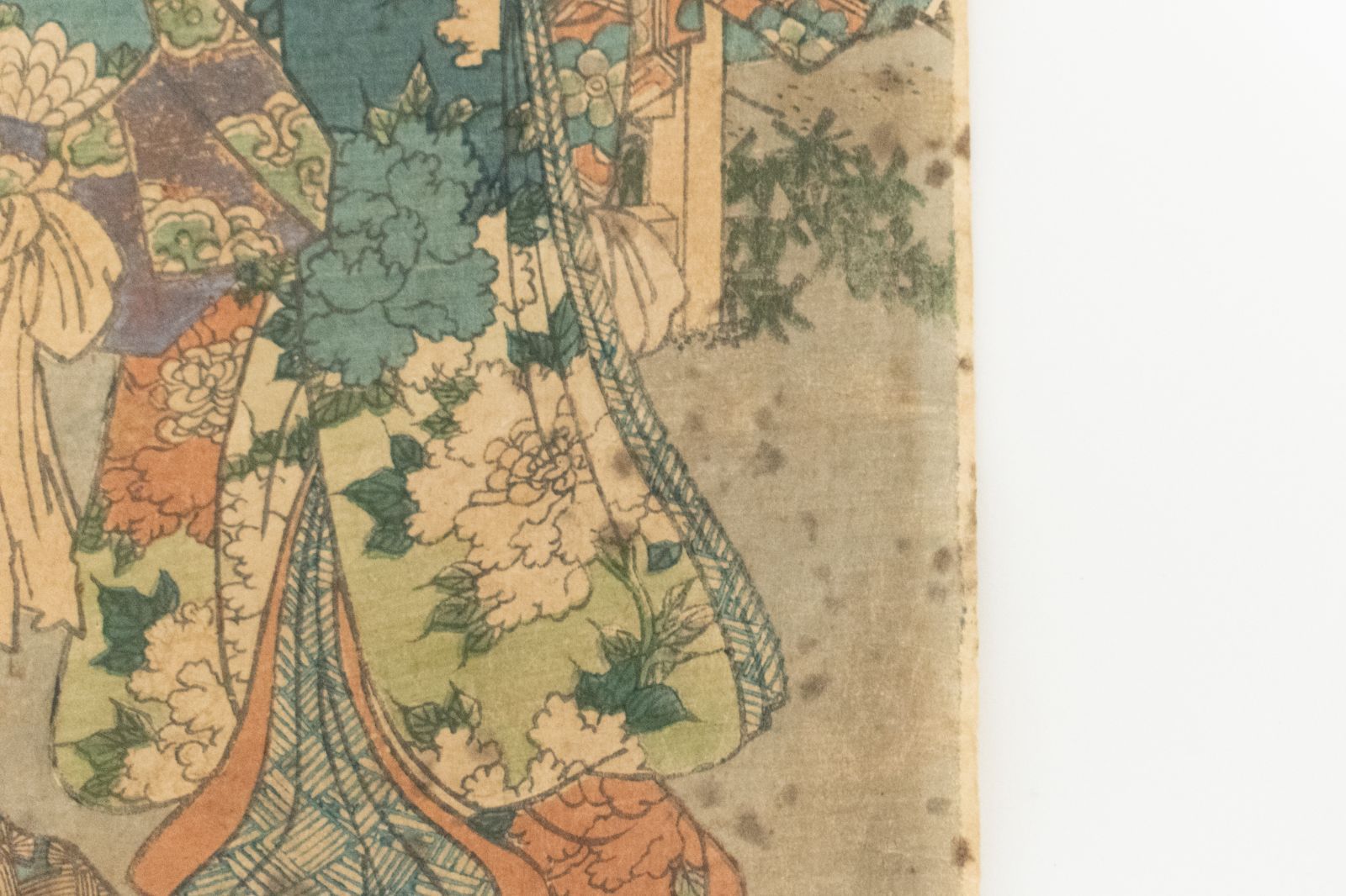歌川国貞（豊国）「名古屋山三」木版画　 浮世絵 木版画 茶色の額縁 中古】M▽三代目 歌川豊国 歌川国貞 源氏四季ノ内 秋 1857年 木