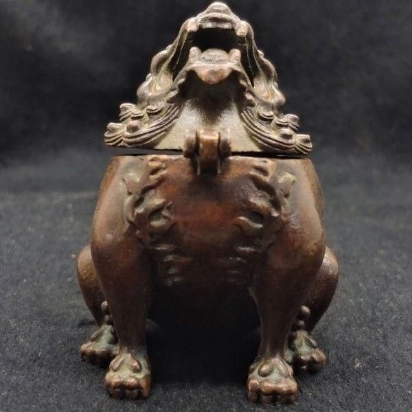 瑞獣望天吼薫香炉 銅細工 香道具 装飾品 工芸品 美術品 置物