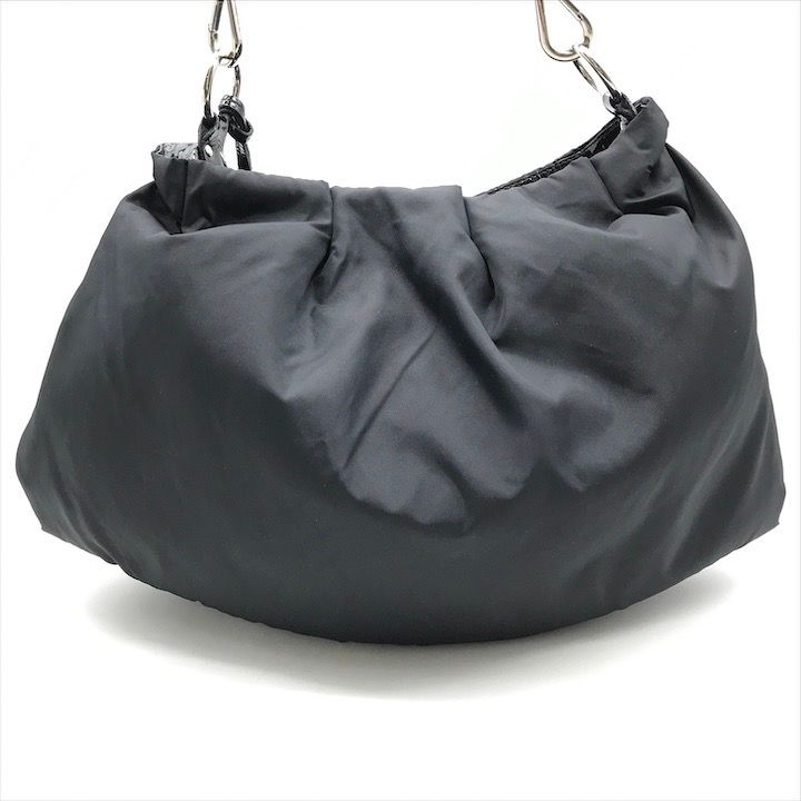 良品 FURLA フルラ ハンド ショルダー バッグ ブラック ナイロン  