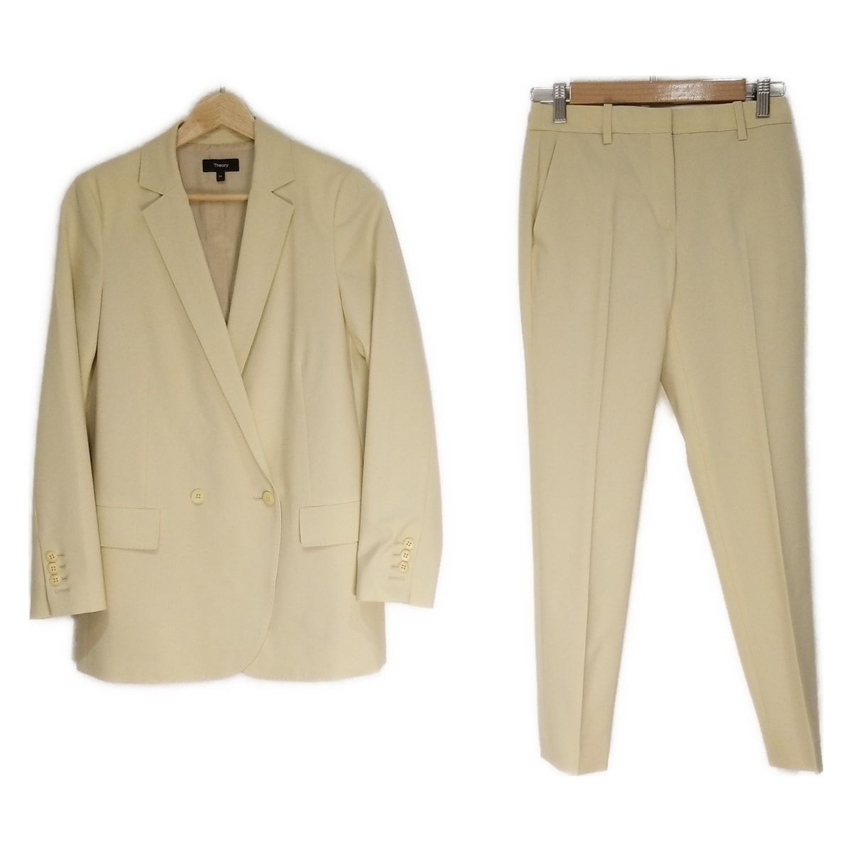 theory セオリー レディースパンツスーツ レディース - ベージュ 肩パッド ダブル
