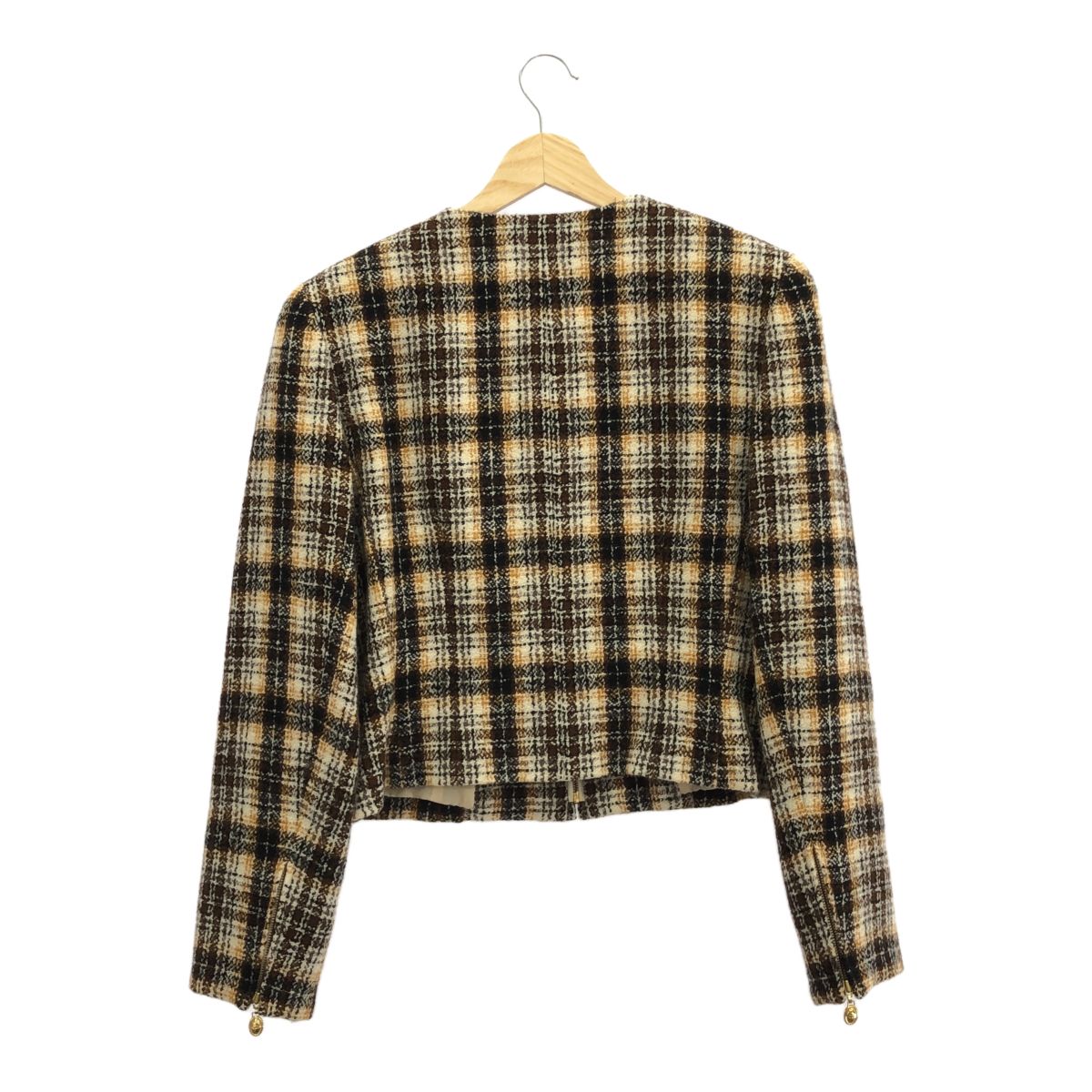 Christian Dior クリスチャンディオール ジャケット アウター 羽織り チェック イエロー ウール ロゴ レディース