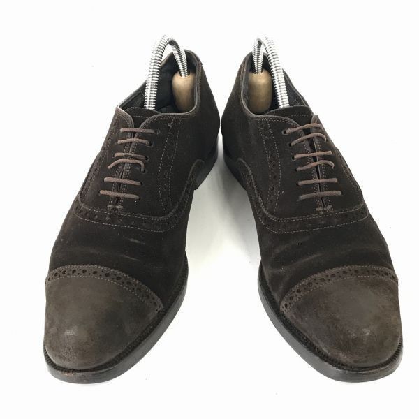 ジョンストン-マーフィー スエード本革 グッドイヤー製法 パンチドキャップトゥ 25.0 暗茶 レザー ビジネス i-195