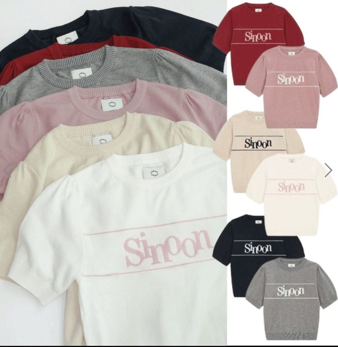 Sinoon 半袖ニット 新品未使用 ホワイト ピンク 人気色