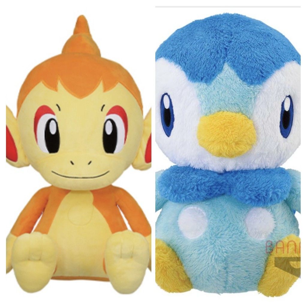 ポケモンセンター　ポッチャマ　ヒコザル　キャンバス　ぬいぐるみ ポケモン】ナエトル・ヒコザル・ポッチャマのふわふわ抱き
