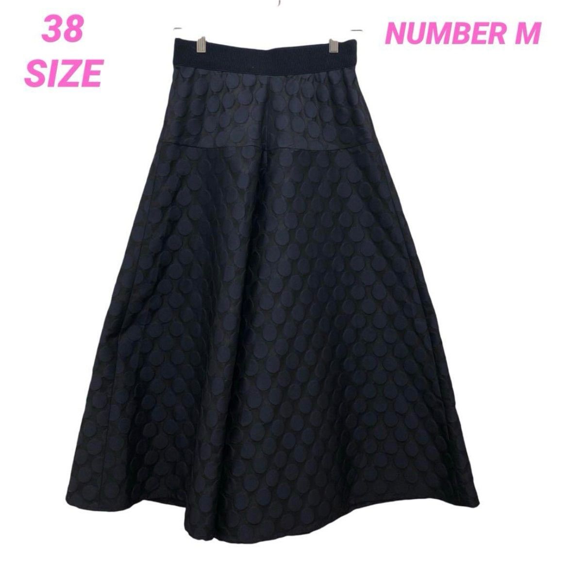 NUMBER M No M ナンバーエム ドットジャガード フ パンツ ガウチョパンツ イージーワイドパンツ ウエストゴム ネイビー レディース recollect有明ガーデン店NB4
