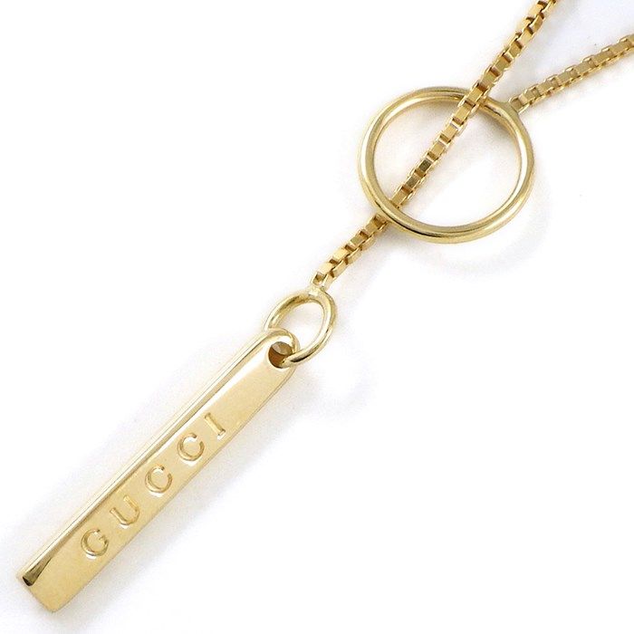 【よっしー】GUCCI ベネチアンチェーン　ラリアットネックレス グッチ GUCCI ネックレス ラリエット ロゴ プレート バー
