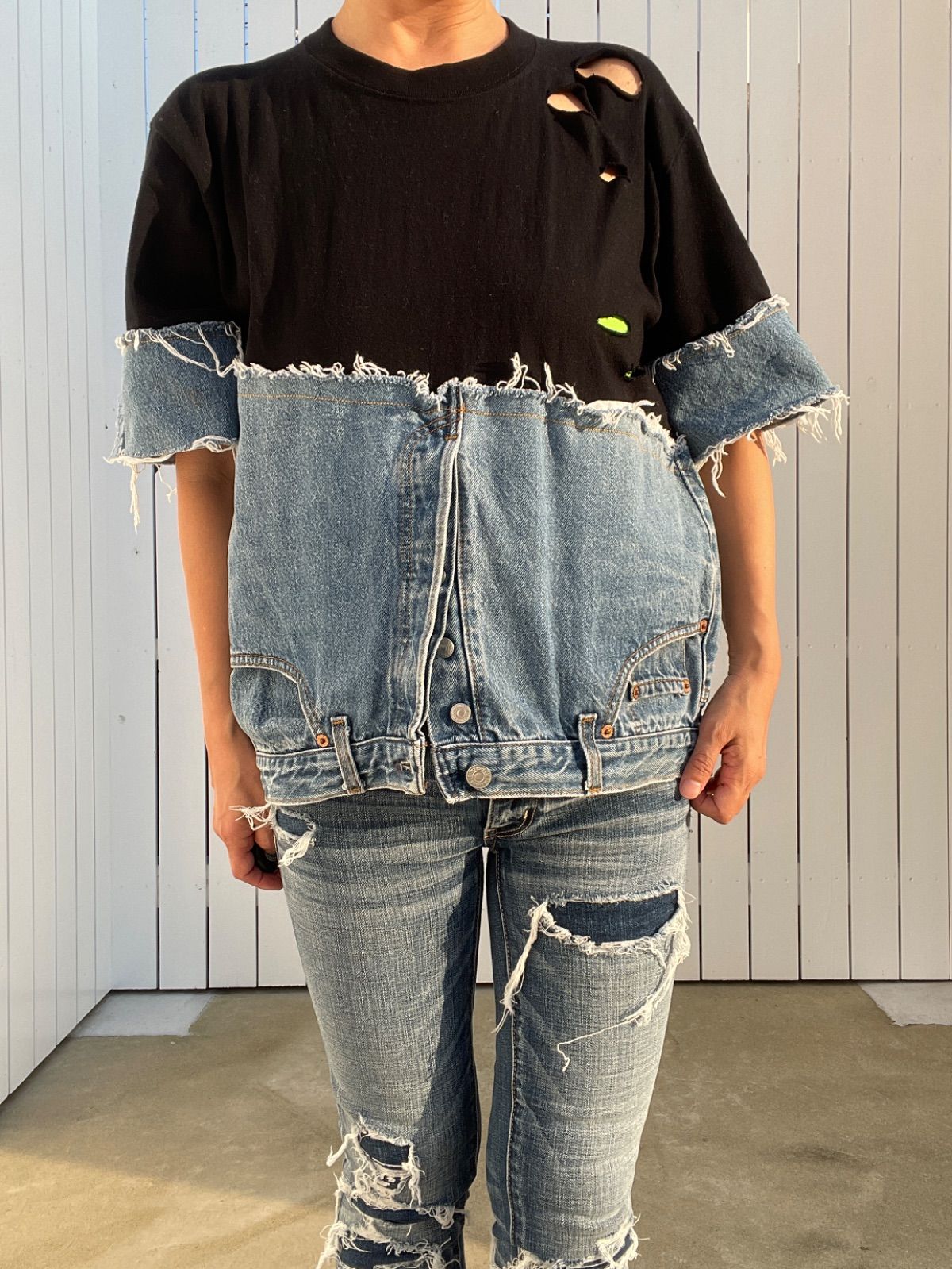 Tシャツ×デニム リメイクデニムTシャツ リーバイスデニム