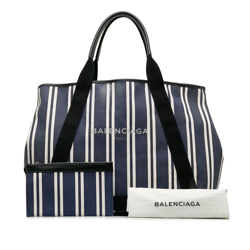 BALENCIAGA バレンシアガ ネイビーカバス キャンバス ポーチ付き M
