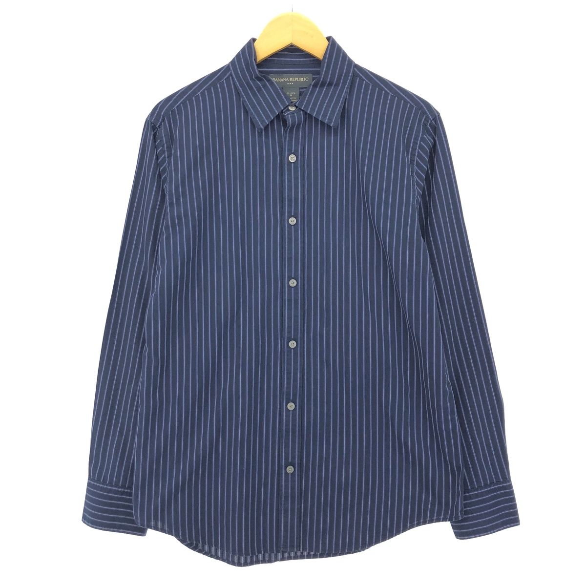 古着 バナナリパブリック BANANA REPUBLIC 長袖 ストライプシャツ メンズM/eaa422130