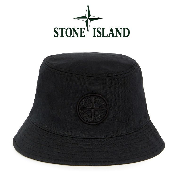 1 STONE ISLAND ストーンアイランド 781599461 V0029 ブラック ロゴ バケットハット 男女兼用 size M