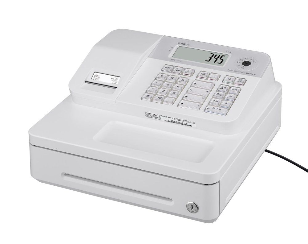 CASIO カシオ 電子レジスター レジスター 業務用 Bluetooth対応 インボイス 軽減税率 複数税率 対応 適格簡易請求書 4部門 ホワイト SR-G3-EX-WE