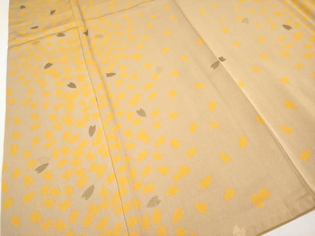 平和屋本店□極上 人形作家・ホリヒロシ 小紋 舞花びら 柴染色地 逸品