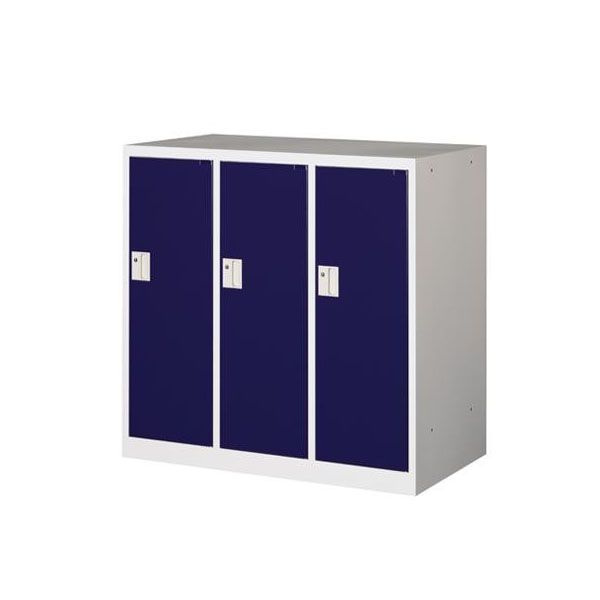 【新品・3営業日で発送】COMOLIFE コモライフ オフィス・店舗向け ミニロッカー 扉3枚 3人用 本体色:ALPSホワイト COM-MLK3-B・ブルー (1072743)