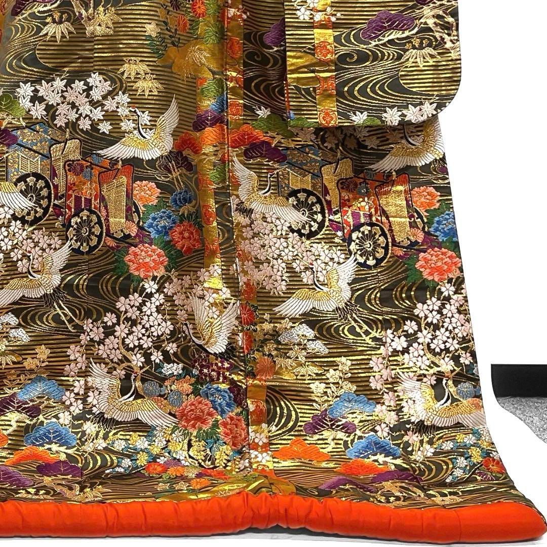 カネボウ 唐織 花紋 楓 菊花 鴛鴦 打掛 着物 034a p ③