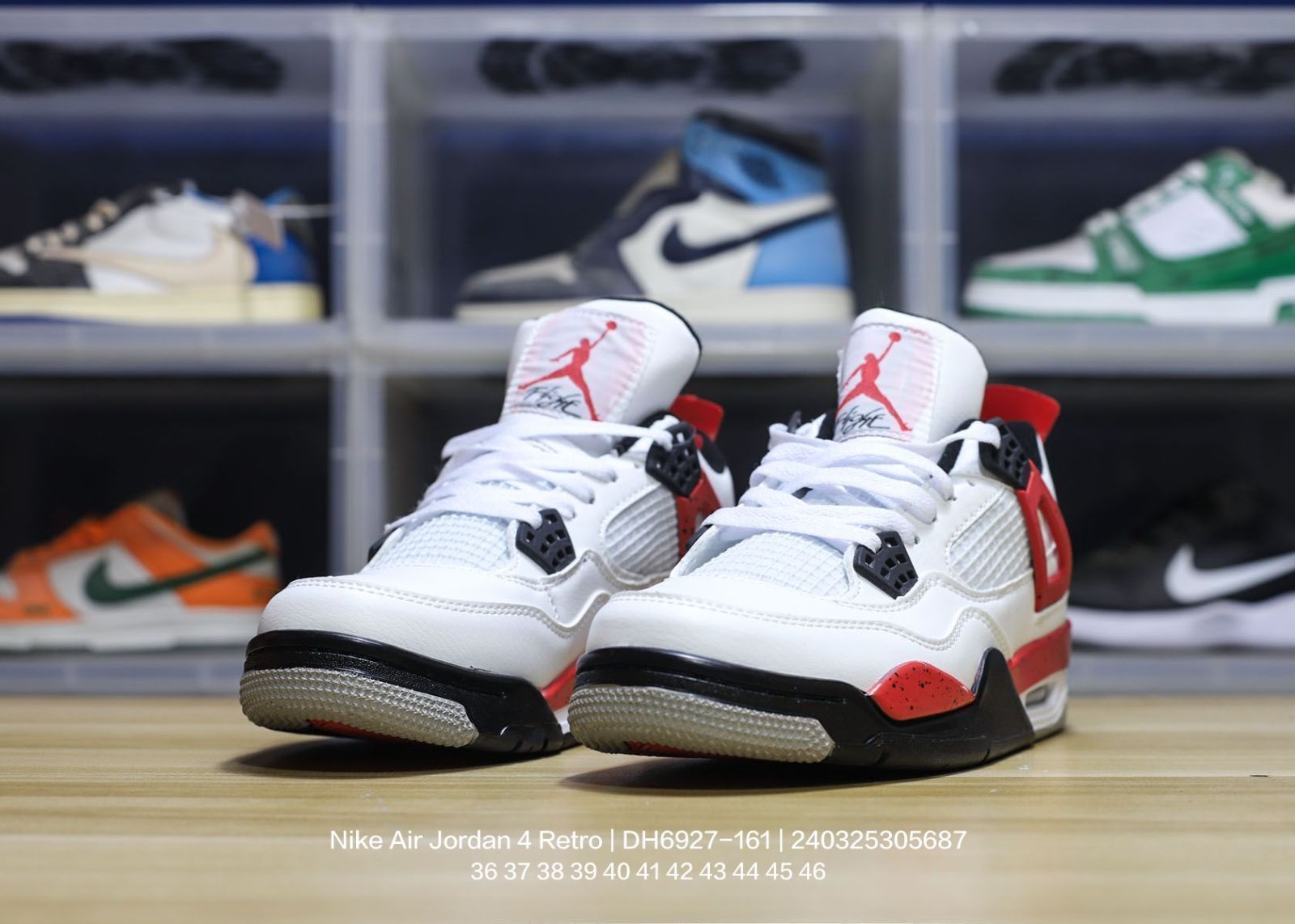 シューズ(男性用) NIKE AIR JORDAN 4 RETRO TY Size 6 - Jordan 4 Retro Bred Black/Fire Red Cement 2019 for
